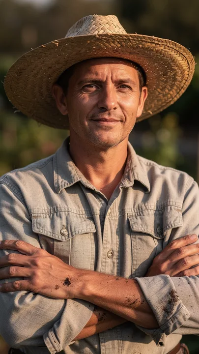 Portrait of a gardener in a straw hat — generated with FLUX.2 Pro