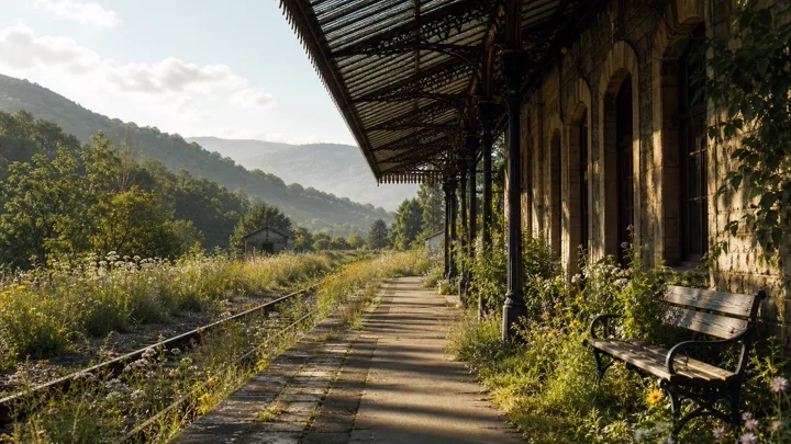 Old railway platform surrounded by wildflowers — generated with GPT Image 2