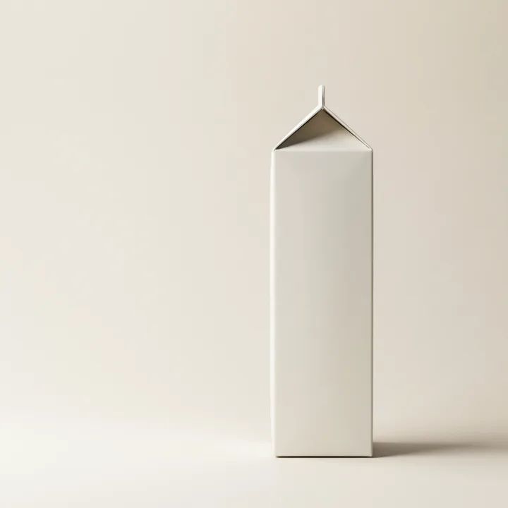 Minimalist orange juice carton without lettering — generated with Ideogram 4.5