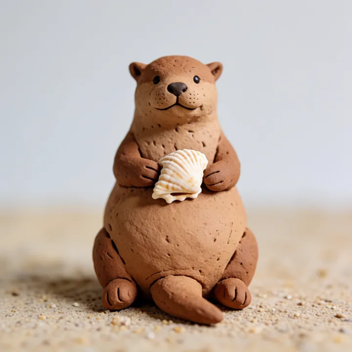 Clay otter holding a seashell — generated with Krea 2 Turbo