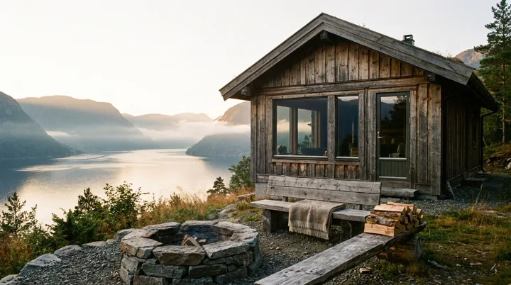 Cedar cabin overlooking a still fjord — generated with Nano Banana Pro
