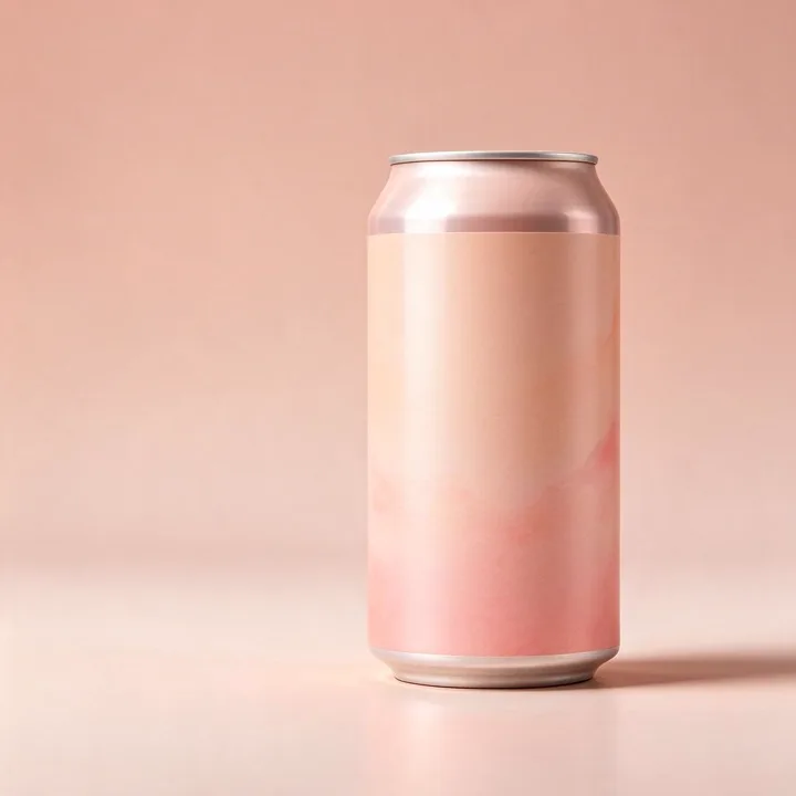 Peach soda can with an unmarked label — generated with Seedream 5 Flash