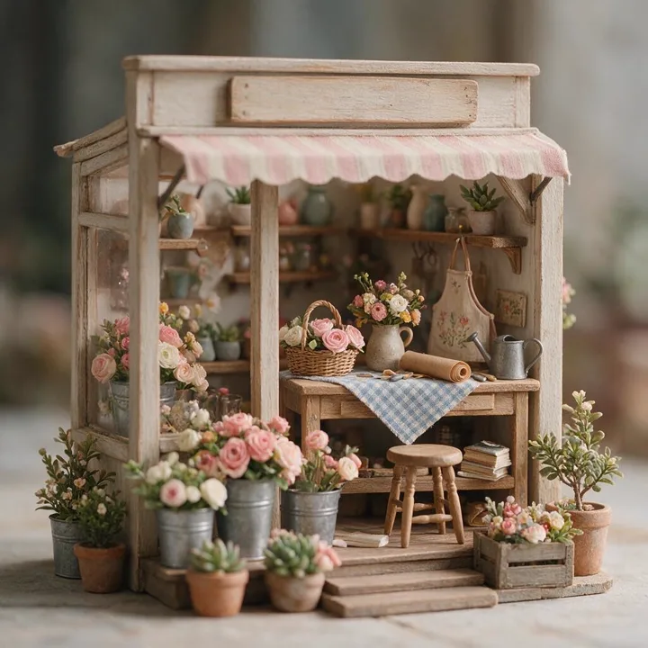 Handmade miniature florist shop — generated with Seedream 5 Pro